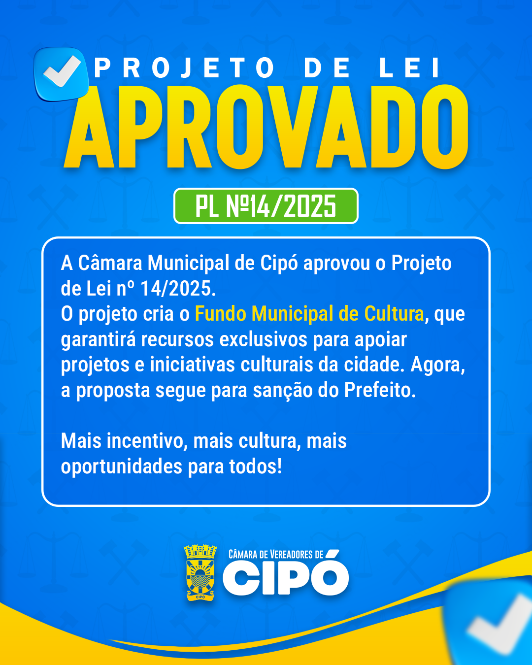 Câmara aprova criação do Fundo Municipal de Cultura